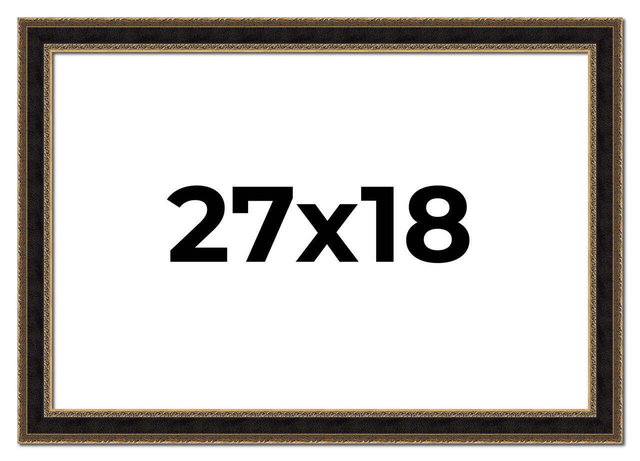 27x18 Ornate Brown Picture Frame - UV Acrylic, Foam Board Backing, Hanging Hardware